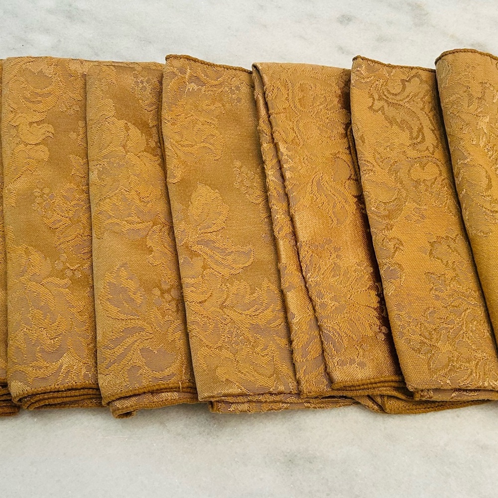 Gold Jacquard Damask Napkin Set of 8